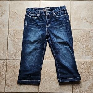 BKE Blue Ankle Cropped Jeans with Contrast Stitching